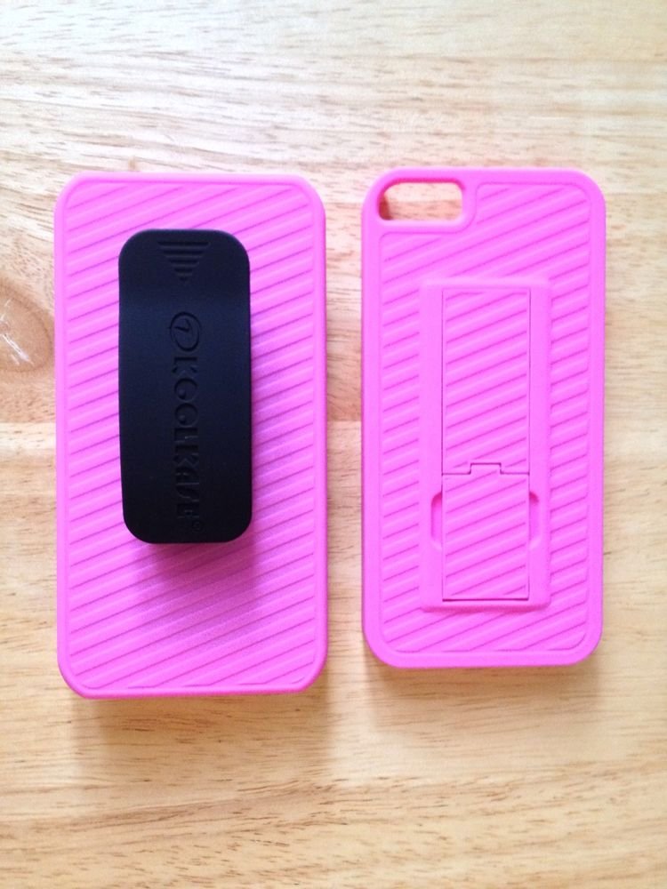 KoolKase Belt Clip Case Holster Desktop Stand Cover iPhone 5 5S Pink & Black