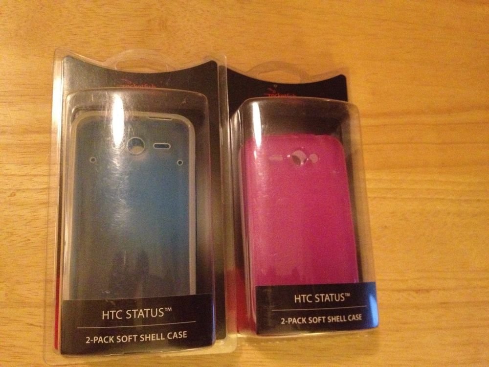 HTC Status RocketFish Mobile 2 Pack Soft Silicone Shell Case Blue Pink White