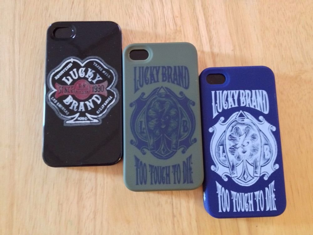 Lucky Brand iPhone 4S Case Cover Lucky Clover "Too Tough To Die" Coated Case