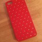 iPhone 5 5S Case w/ Bling Jewels Crystals Faux Leather Diamond Pattern Red