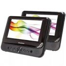 7" Dual Screen Portable DVD Player Dual Monitor Mobile Entertainment By Sylvania