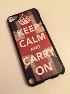 Keep Calm and Carry On Pod Touch 5 5th Gen Hardshell Case Union Jack Red Blue