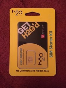 H20 2-in-1 Sim Card Starter Kit Standard/Micro works w/ iPhone 3/4 ATT Unlimited