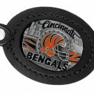SWW19667KC - CINCINNATI BENGALS GENUINE BLACK LEATHER FRAMED KEY CHAIN