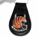 SWW19612KC - CINCINNATI BENGALS GENUINE BLACK LEATHER FRAMED KEY CHAIN