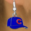 SWW20621E - SILVER TONE CHICAGO CUBS LOGO CAP FISH HOOK EARRINGS