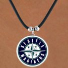 SWW14823N - SEATTLE MARINERS BLACK CORD LOGO NECKLACE