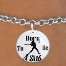 SWW1150SBCHILD - "BORN TO BE A STAR" SOFTBALL CHARM  & CHILDRENS BRACELET