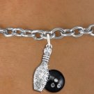 SWW1272SBCHILD - BOWLING BALL AND PIN  CRYSTAL CHARM & CHILDS BRACELET
