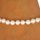 SWW9419B - SINGLE ROW GLOSSY  CREAM FAUX PEARL STRETCH BRACELET