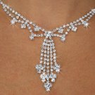 SWW18819NE - FACETED CLEAR GENUINE AUSTRIAN CRYSTAL NECKLACE & EARRING SET