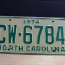 1974 North Carolina YOM Truck License Plate NC CW-6784 Mint NC6