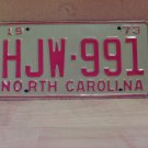 1973 North Carolina EX YOM License Plate Tag NC #HJW-991 NCY2