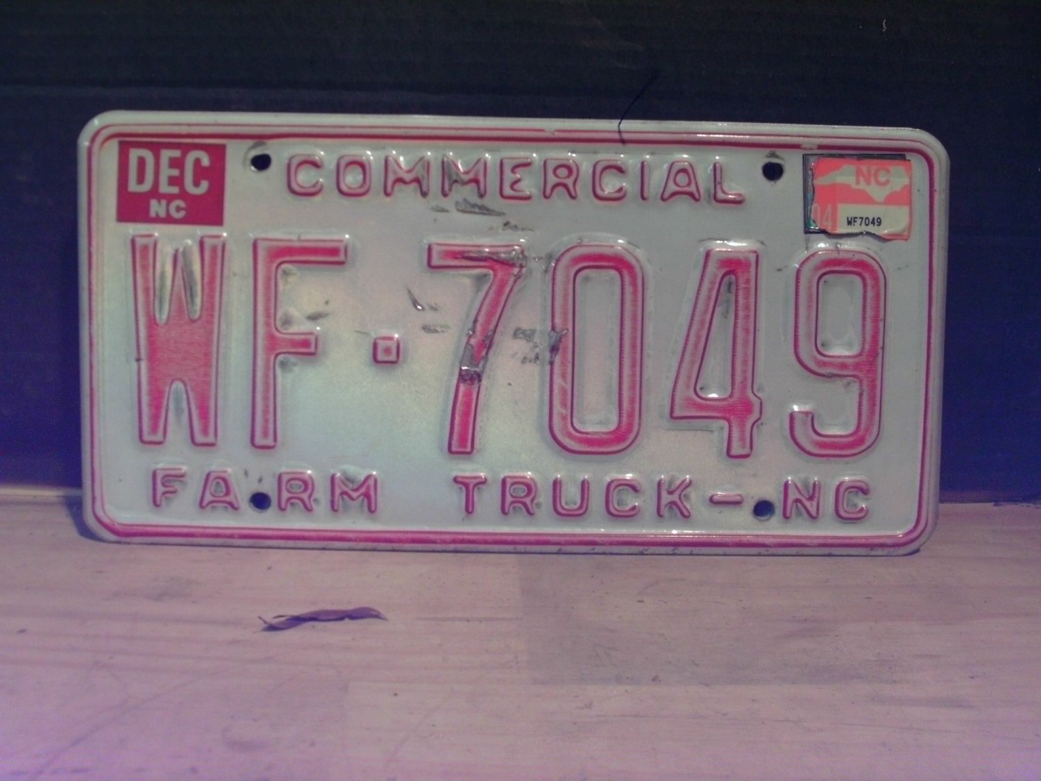 2004 North Carolina Farm Truck License Plate NC WF7049