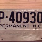 1950s North Carolina Permanent License Plate NC #P-40930