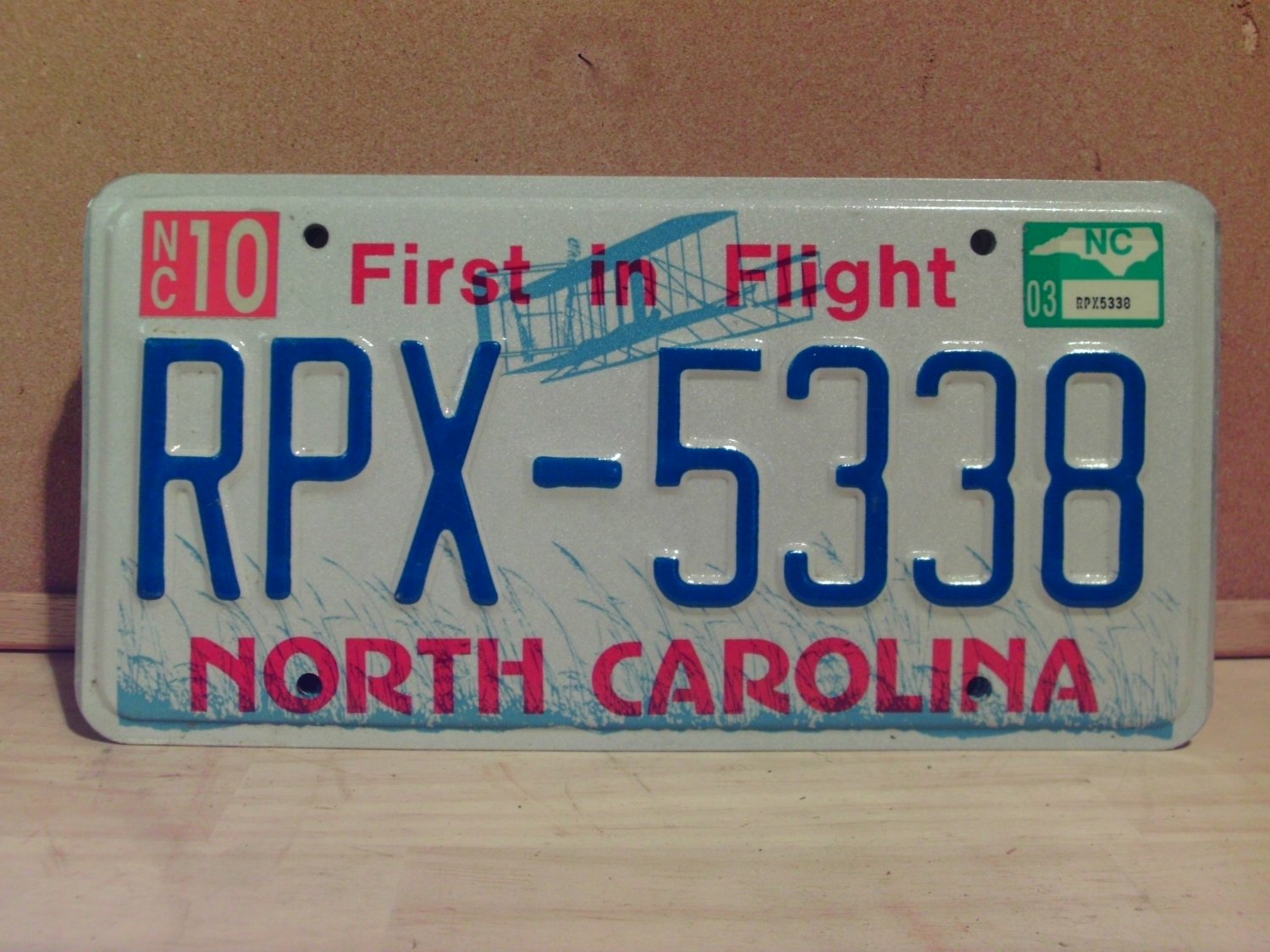 2003 North Carolina NC License Plate Tag RPX5338 EXN