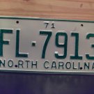 1971 North Carolina Rat Rod License Plate Tag NC #FL-7913 YOM RR1