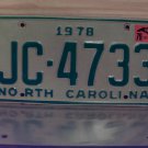 1979 North Carolina NC YOM Truck License Plate JC-4733 EX-N NC8