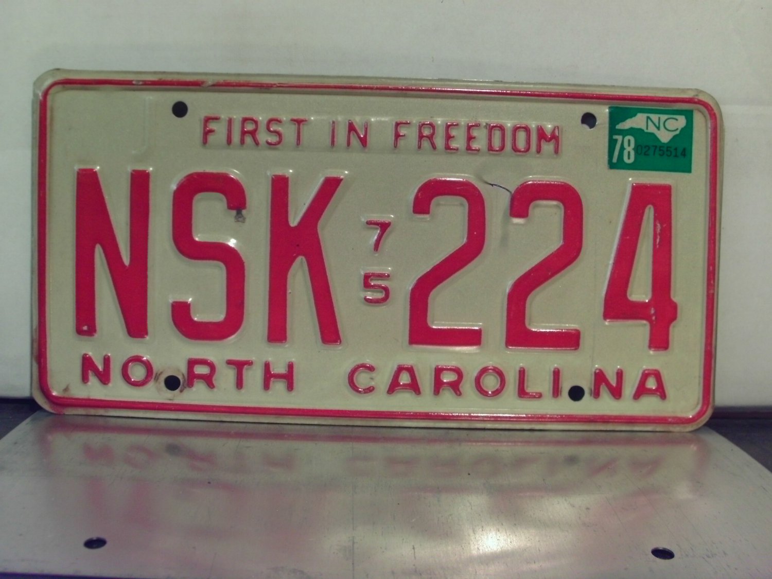 1978 North Carolina NC EX YOM Passenger License Plate NSK-224 NCA2