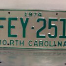 1974 North Carolina License Plate NC #FEY-251 NC3
