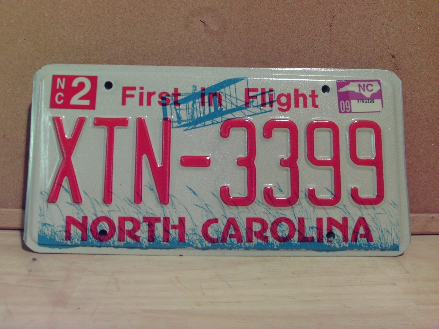 2009 North Carolina NC License Plate Tag XTN3399 EXN