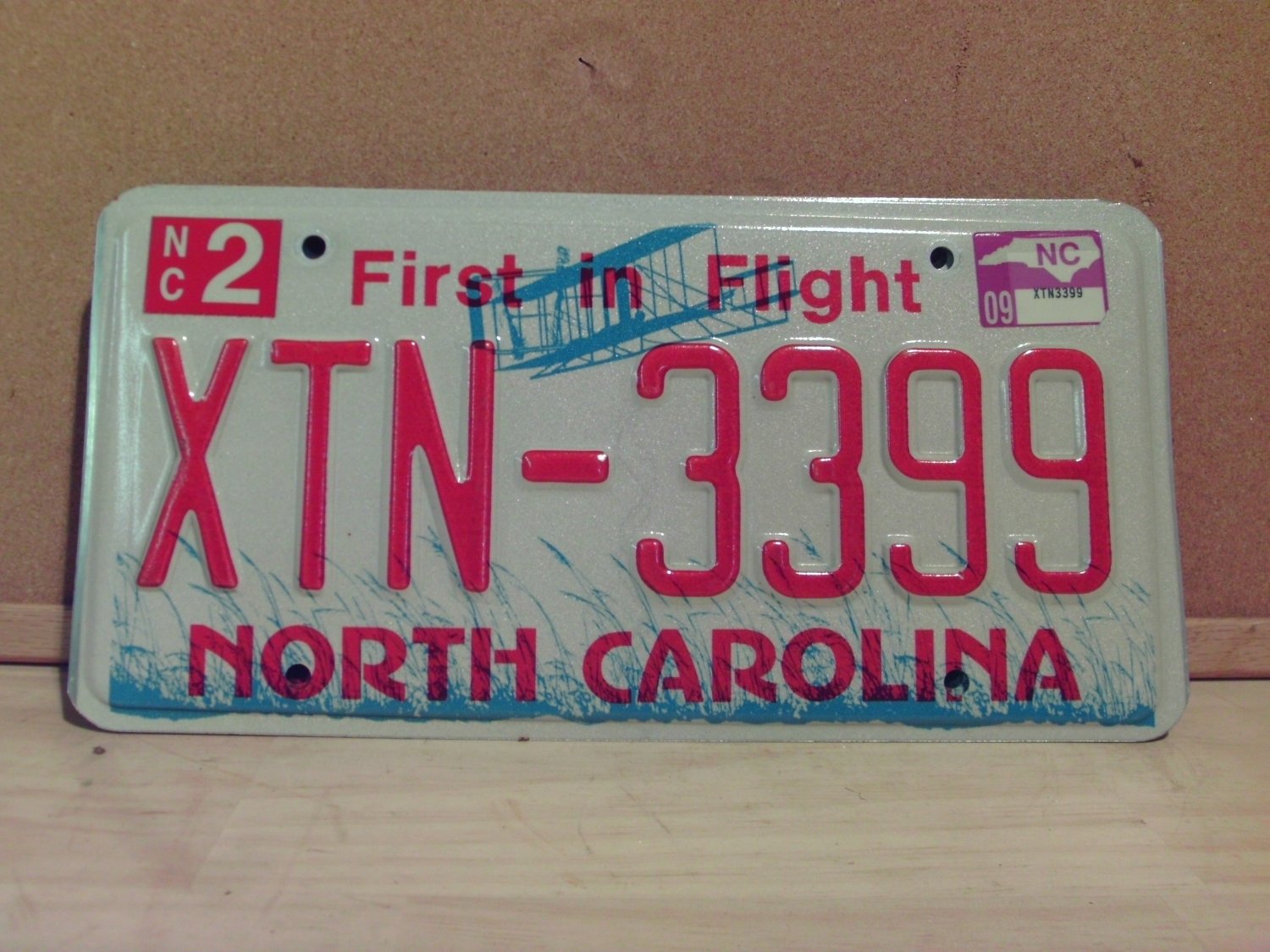 2009 North Carolina NC License Plate Tag XTN 3399 EX N