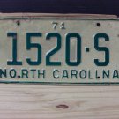 1971 North Carolina YOM Truck License Plate NC #1520-S NC6