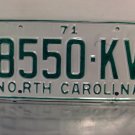 1971 North Carolina Rat Rod License Plate Tag NC #8550-KV YOM RR1