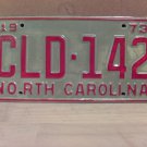 1973 North Carolina License Plate Tag NC #CLD-142 VG NC2