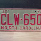 1973 North Carolina EX YOM License Plate Tag NC #CLW-650 NC3
