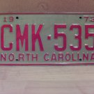 1973 North Carolina YOM License Plate Tag NC #CMK-535 VG NC2