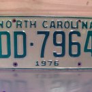 1976 North Carolina NC Truck YOM License Plate DD-7964 EX NC6