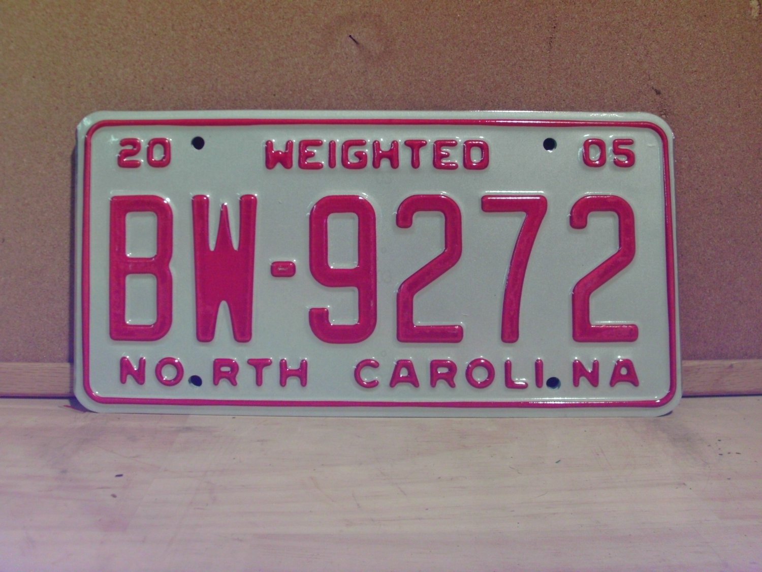 2005 North Carolina Weighted Truck License Plate NC BW9272 Mint!