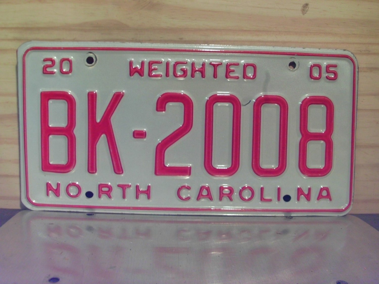 2005 North Carolina Weighted Truck License Plate NC BK2008 With