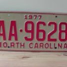 1977 North Carolina EX Truck YOM License Plate NC AA-9628 NCY5