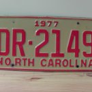 1977 North Carolina YOM Truck License Plate NC #DR-2149 VG NC7
