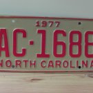 1977 North Carolina YOM Truck License Plate NC #AC-1688 VG NCY5