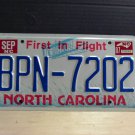 1987 North Carolina First in Flight License Plate NC #BPN-7202 YOM EX NC4
