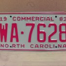 1983 North Carolina NC YOM Truck License Plate Tag #WA-7628 Mint NCY6