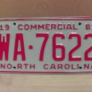 1983 North Carolina NC YOM Truck License Plate Tag #WA-7622 Mint NCY6
