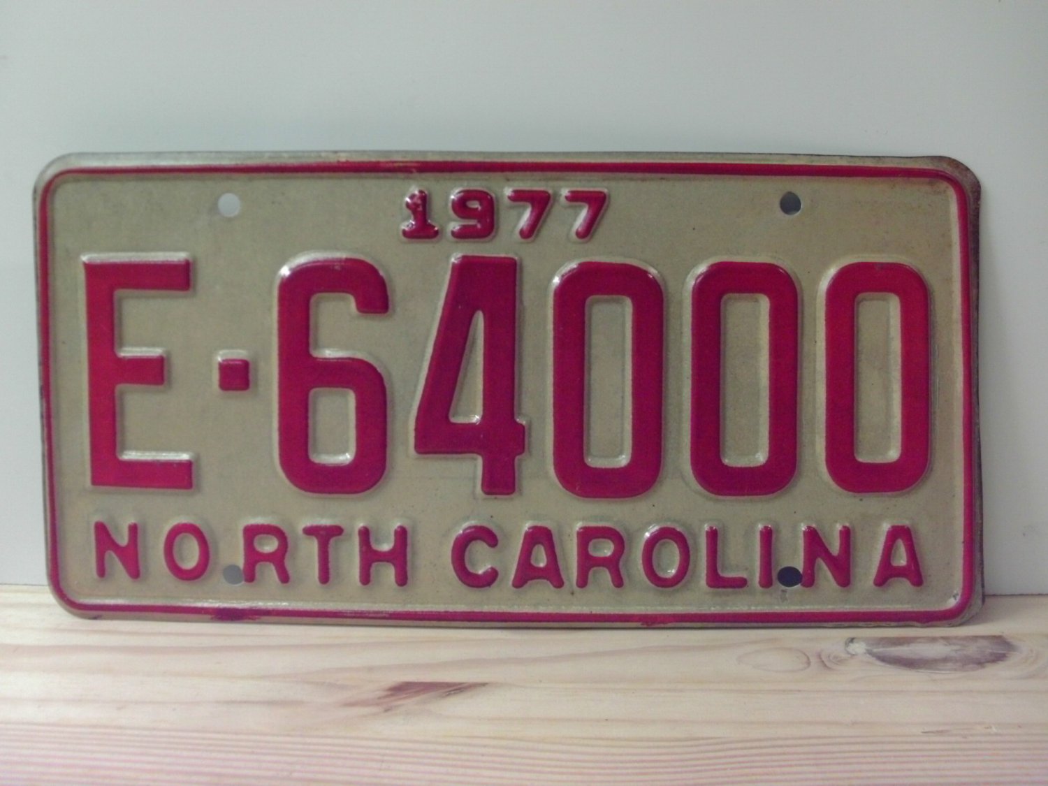 1977 North Carolina EX YOM Trailer License Plate NC #E-64000 NC8