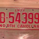 1977 North Carolina Mint YOM Trailer License Plate NC #B-54399 NC8