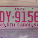 1977 North Carolina EX Truck YOM License Plate NC DY-9156 NC7
