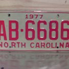 1977 North Carolina EX Truck YOM License Plate NC AB-6686 NCY5