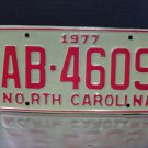 1977 North Carolina EX Truck YOM License Plate NC AB-4609 NC7