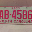 1977 North Carolina EX Truck YOM License Plate NC AB-4586 WALL