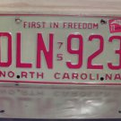 1977 North Carolina YOM Passenger License Plate NC #DLN-923 VG NCY3