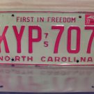 1977 North Carolina NC Passenger YOM License Plate EX KYP-707 NCY3