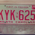 1977 North Carolina NC Passenger YOM License Plate EX KYK-625 NCA2