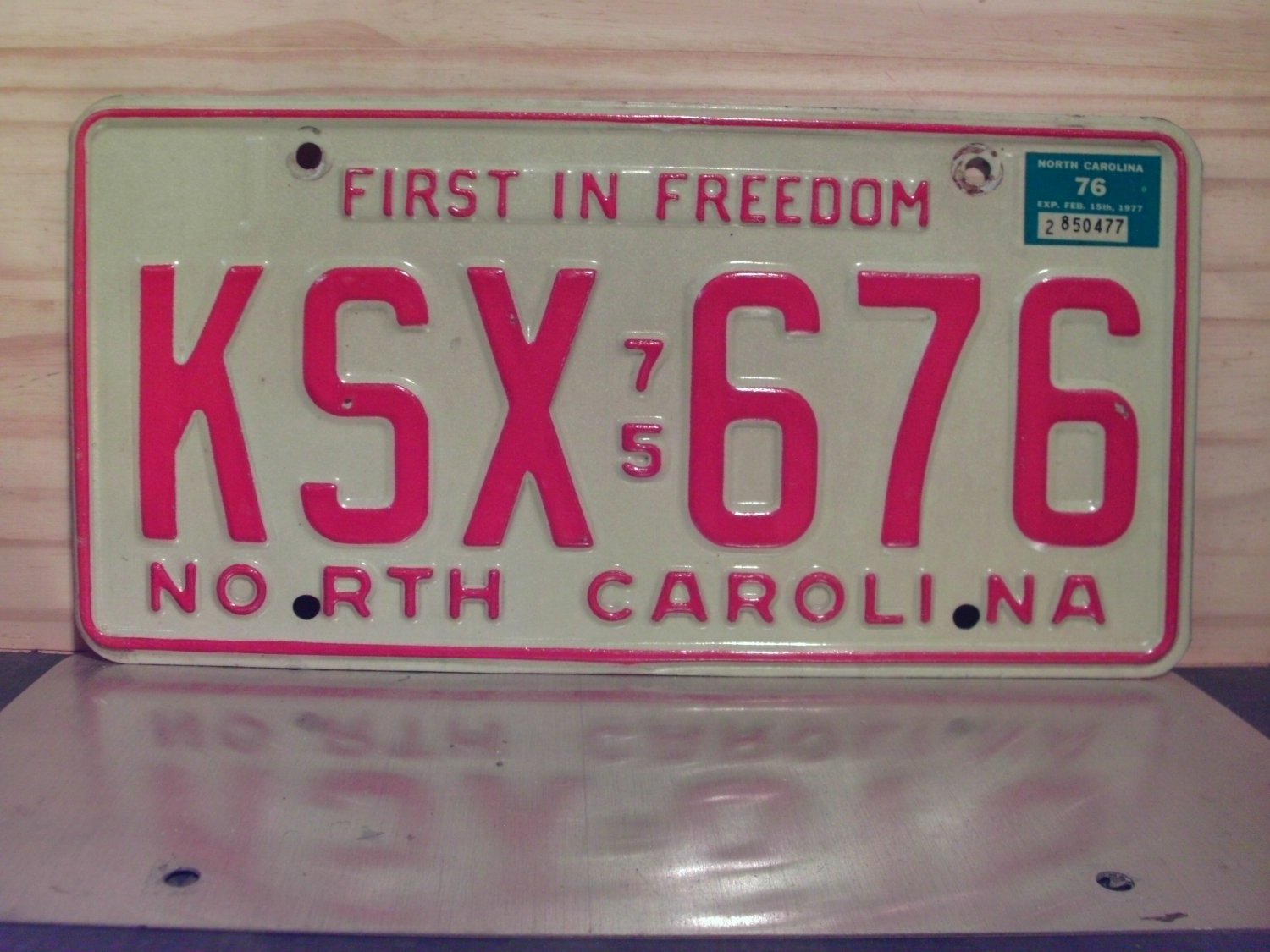 1976 North Carolina NC Passenger YOM License Plate EX KSX-676 NCY3